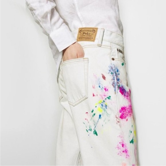 NWT Polo Ralph Lauren Avery Paint Splatter Boyfriend Jeans 27 - Picture 5 of 12
